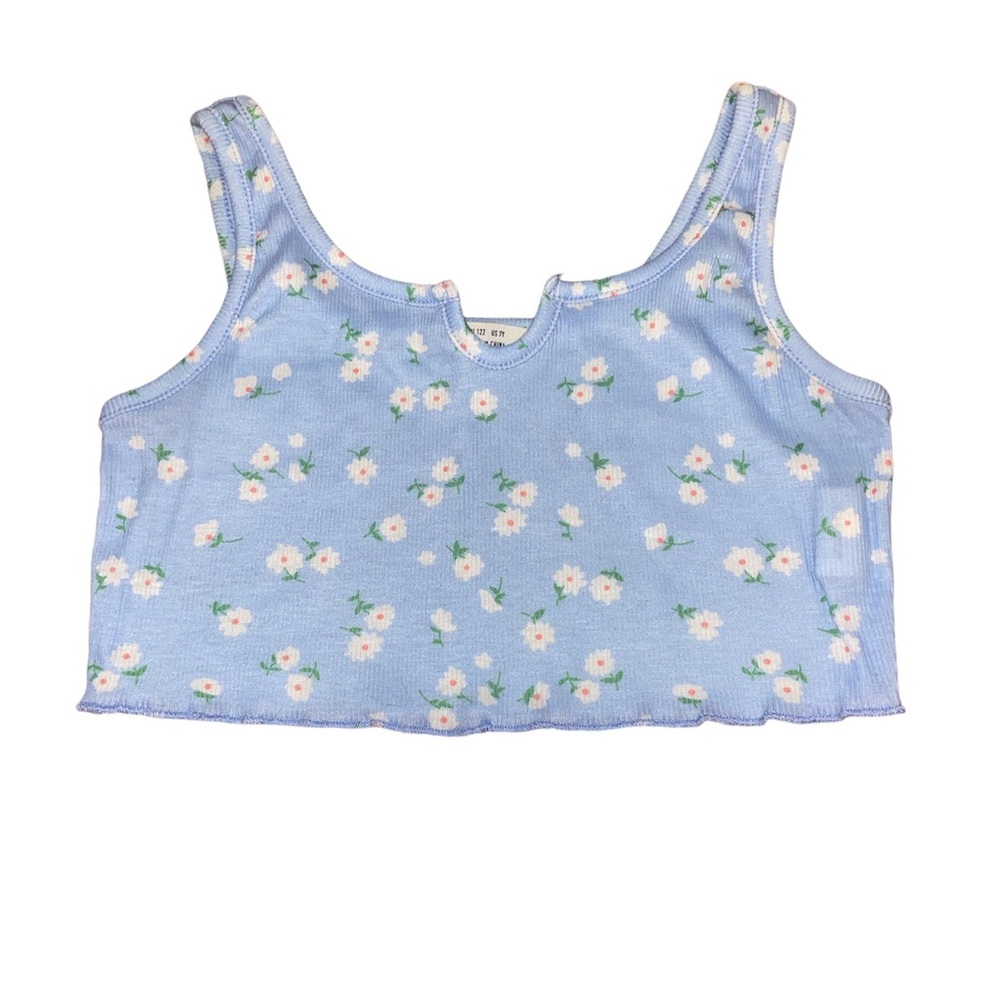 Baby blue floral crop top